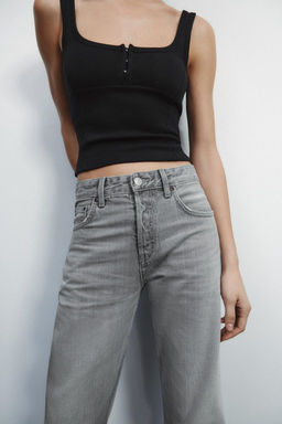 TRF STRAIGHT-LEG MID-RISE JEANS - Zara фото 8