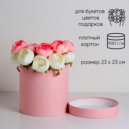 Шляпная коробка нежно розовая, 23?23 см