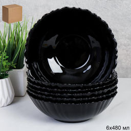 Набор суповых тарелок 6 штук 480 мл 155 мм Классика Черный / BNTW60T (Black) /уп 10/