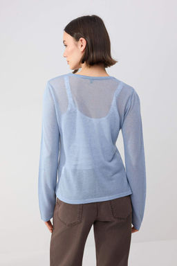 Wardrobe Essentials Mavi Bisiklet Yaka Ince Triko H?rka TWOSS26HI00009