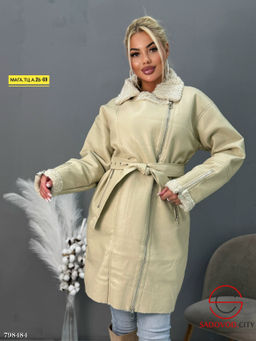 дубленка женская длинная с поясом - Bruno фото 5