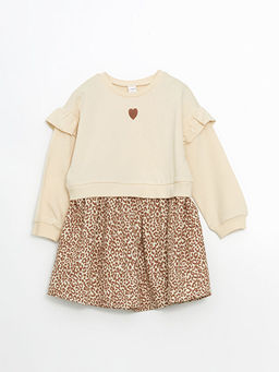 Bisiklet Yaka Leopar Desenli K?z ?ocuk Elbise