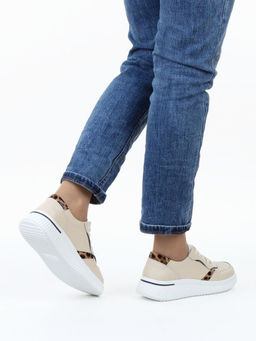 03-C930-2A BEIGE Полуботинки спортивные женские (натуральная кожа)