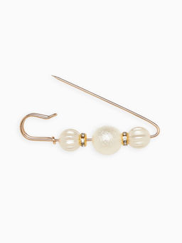 Булавка Зефир 7 см, белая в золоте