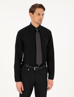 Siyah Regular Fit Uzun Kollu Basic G_mlek