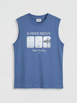 Bisiklet Yaka Bask?l? Erkek ?ocuk Atlet