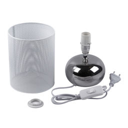 UML-B307 E14 SILVER/WHITE Светильник настольный декоративный под лампу Е14, 40W. Механический выключатель. Серебристый/Белый. ТМ Uniel