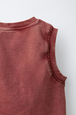CAMISETA HEAVY JERSEY BORDADO / Terracota - Zara фото 4