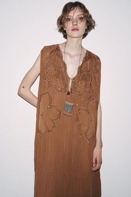 ZW COLLECTION GATHERED EMBROIDERED DRESS - Zara фото 2