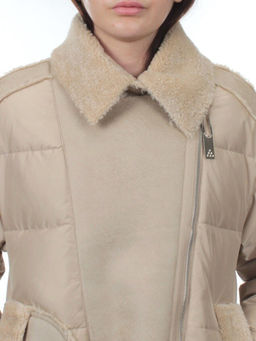 902 BEIGE Куртка зимняя облегченная женская (холлоффайбер 150 гр., искусственная дубленка) - Fashion фото 6