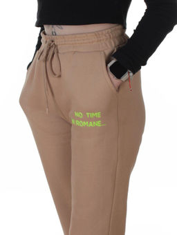 2621 BEIGE Штаны спортивные утепленные женские (85% хлопок, 10% полиэстер, 5% спандекс)