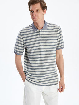 Polo Yaka ?izgili Merserize G?r?n?ml? Erkek Ti??rt