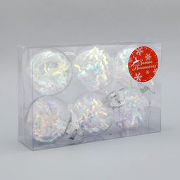 Ёлочные игрушки Льдинка - серпантин, шары новогодние, d=6 см, набор 6 шт., прозрачный - Зимнее волшебство фото 6