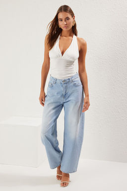 TRENDYOLMILLA Siyah Buzgulu Boyundan Baglamal? Fitted/Vucuda Oturan C?tc?tl? Esnek Orme Body TWOSS25BD00006  фото 2
