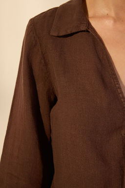 TRENDYOLMILLA Beyaz %100 Keten Baglama Detayl? Gomlek TWOSS25GO00124 фото 3