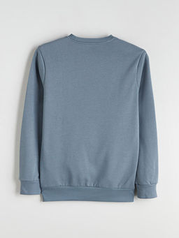Bisiklet Yaka Bask?l? Erkek Sweatshirt