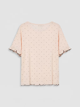 Bisiklet Yaka Puantiyeli Kad?n ?ortlu Pijama Tak?m?