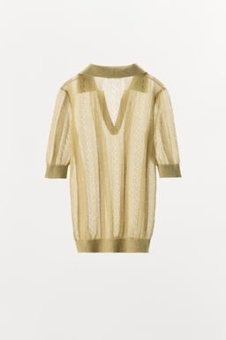 CUTWORK KNIT POLO TOP - Zara фото 4