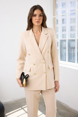 TRENDYOLMILLA Lacivert Oversize Astarl? Kruvaze Kapama Dokuma Blazer Ceket TWOSS20CE0024 фото 9