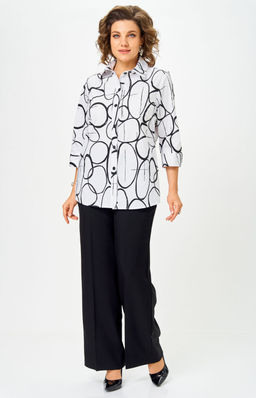 Блуза БелЭльСтиль 877 бело-черный фото 4