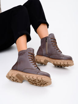 Ботинки 319.PODYUM141br.Вакса коричневая/шерсть