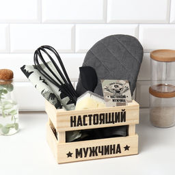 Кухонный набор подарочный «Этель» Сooking: полотенце, варежка-прихватка, лопатка, венчик, губка
