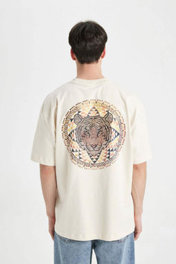 Футболка Oversize с круглым вырезом и короткими рукавами с принтом на спине - Defacto фото 7