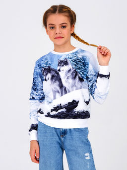 Свитшот "Сибирские Волки",белый