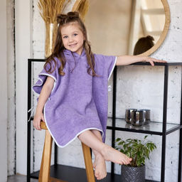 Полотенце-пончо Крошка Я Гномик, цвет сиреневый, размер 24-32, 100 % хлопок, 320 г/м2