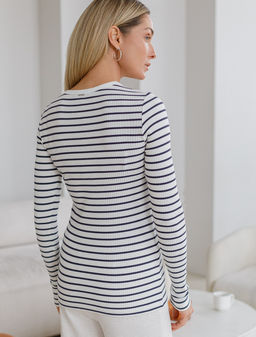 Лонгслив из трикотажа в широкий рубчик