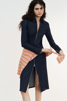 VESTIDO DENIM TRF  CREMALLERA / ?ndigo oscuro - Zara фото 3