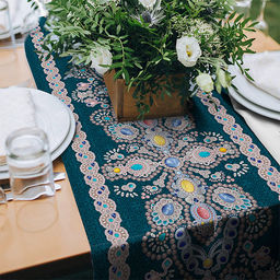 "Сапфир" Скатерть-дорожка на стол набивная 50х148см, 231г/м2, хлопок 100%, "Домашняя мода" (Россия)