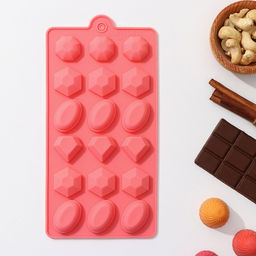 Форма для льда Доляна «Кристаллы», силикон, 22×11 см, 18 ячеек (3.2×2.5 см), МИКС