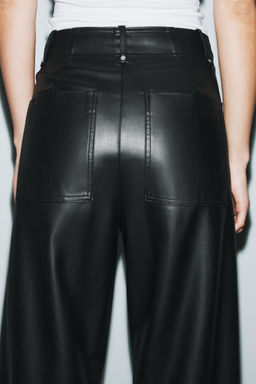 ZW COLLECTION TAILORED WIDE-LEG LEATHER-EFFECT TROUSERS - Zara фото 12