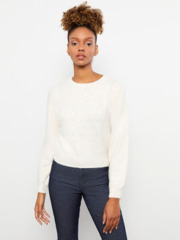 Bisiklet Yaka Pul Bask?l? Uzun Kollu Kad?n Triko Kazak - Waikiki фото 2