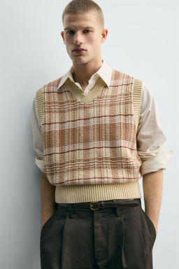 JACQUARD KNIT CHECKS WAISTCOAT - Zara фото 14