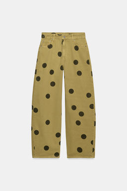 JEANS ZW COLLECTION BARREL TIRO MEDIO LUNARES / Khaki - Zara фото 7
