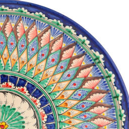 Ляган узбекский Риштанская керамика «Узоры», для плова, d=33 см, глубокий, синий