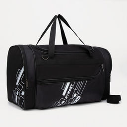 Сумка дорожная, 3 отдела на молниях, наружный карман, длинный ремень, цвет чёрный