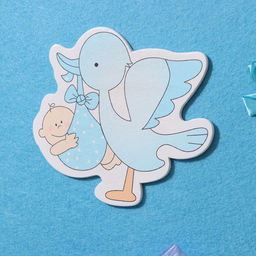 Украшение на гендер пати «Подвеска Аист с мальчиком», 27×27×46 см, голубое