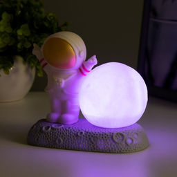 Фигурка светящаяся RISALUX «Крутой космонавт», LED-ночник, 2 Вт, RGB, от батареек 3×LR44, бело-золотой, 11×6×11 см