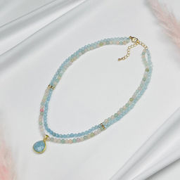 Колье двойное из Берилла микс 38 см +