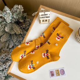 Носки НГ р.35-40 Merry Christmas Олени Жёлтые
