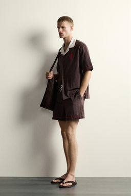 CAMISA RELAXED FIT BORDADO GUINDILLA / Chocolate