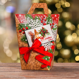 Цена за 5 шт. Подарочная коробка Новогодний презент, 19 х 13,5 х 20 см