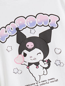 Bisiklet Yaka Kuromi Bask?l? K?z ?ocuk Ti??rt