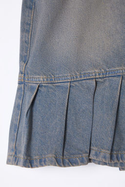 TRENDYOLMILLA Mavi Soluk Efekt Vintage Pileli Mini Denim Skater Etek TWOSS25ET00003 фото 8