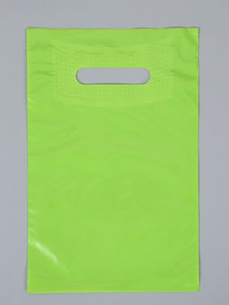 Цена за 50 шт. Пакет полиэтиленовый с вырубной ручкой, Салатовый 20-30 См, 50 мкм