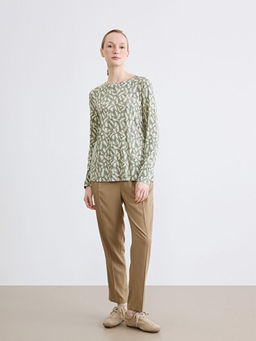 Bisiklet Yaka Desenli Kad?n Ti??rt