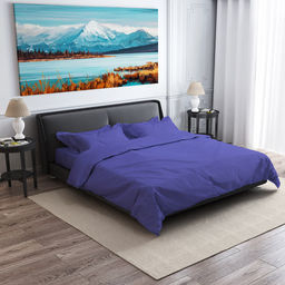 Постельное белье, комплект 2-х спальный "Ночная фиалка", 4 предмета: пододеяльник на пуговицах 175х215см, евро-простыня 220х240см, 2 наволочки 70х70см с клапаном-запахом, сатин 135г/м2, хлопок 100%, упаковка "классическая" ПВХ 32х41см, "Домашняя мода